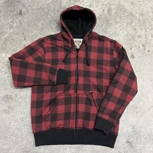 Y2K Plaid Sherpa Lined Zip Up Hoodie